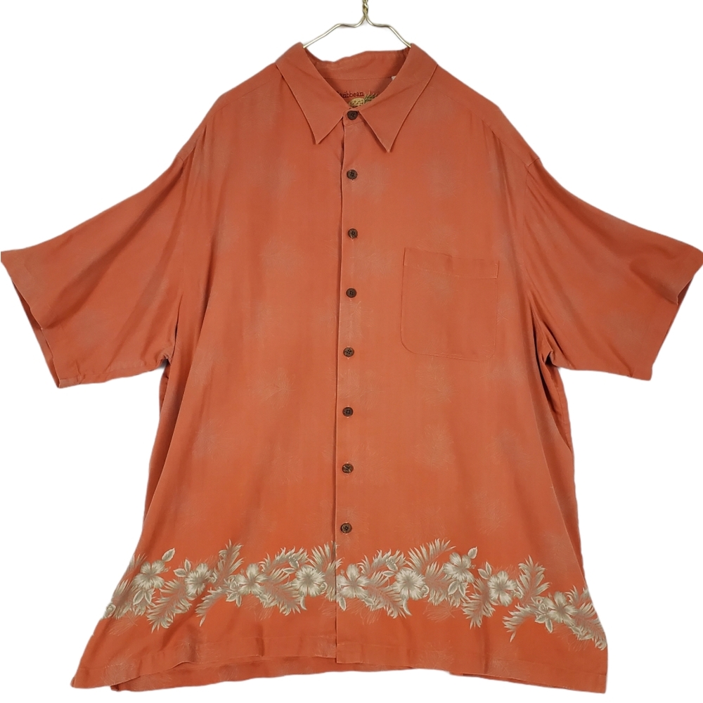 Caribbean Pineapple Silk Button Down Short Sleeve